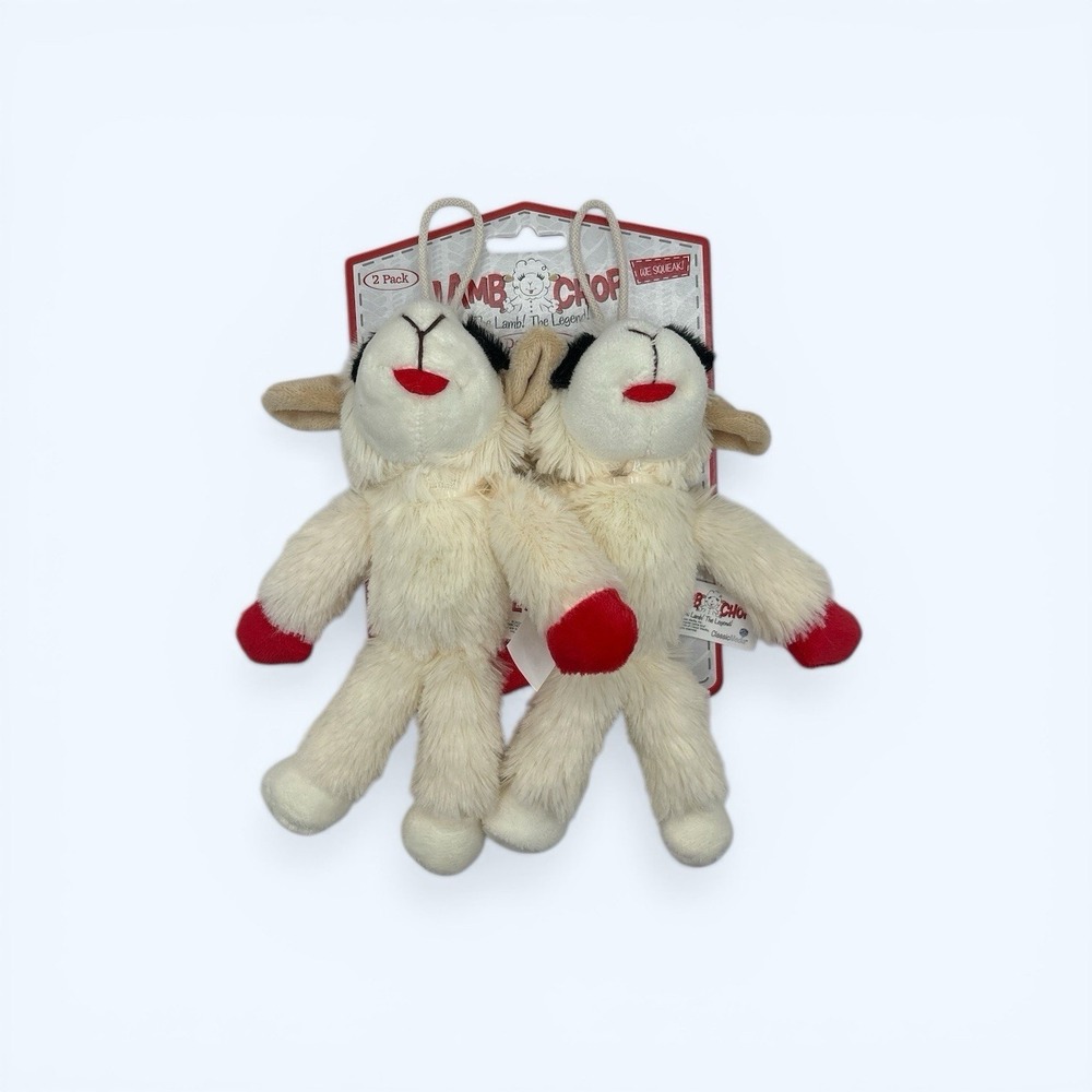 NWT MULTIPET‎ DOG TOY LAMB CHOP SANTA WITH HAT 6" NEW WITH TAGS 2PK